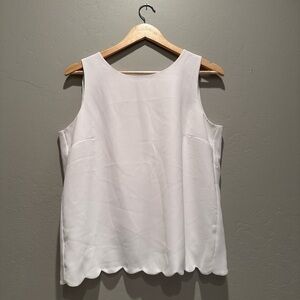 NWT J.Crew White Sleeveless Scalloped Hem Top with Overlapped Back Size Small